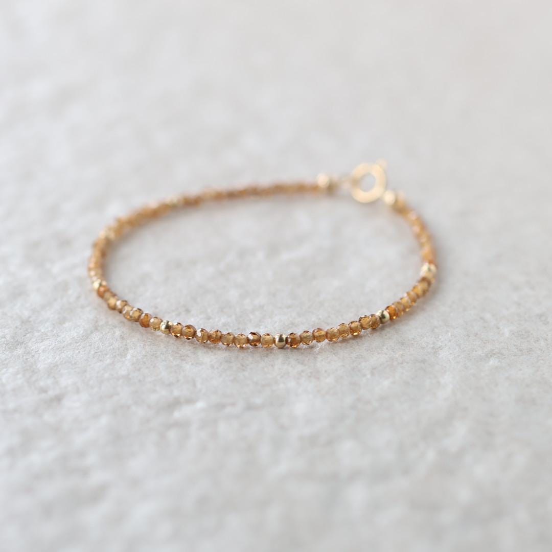 Tiny Topazolite Bracelet Dainty Yellow Garnet Beaded Bracelet Gold Filled Minimalist Jewelry Birthday Gift Christmas Mom Wife Daughter
