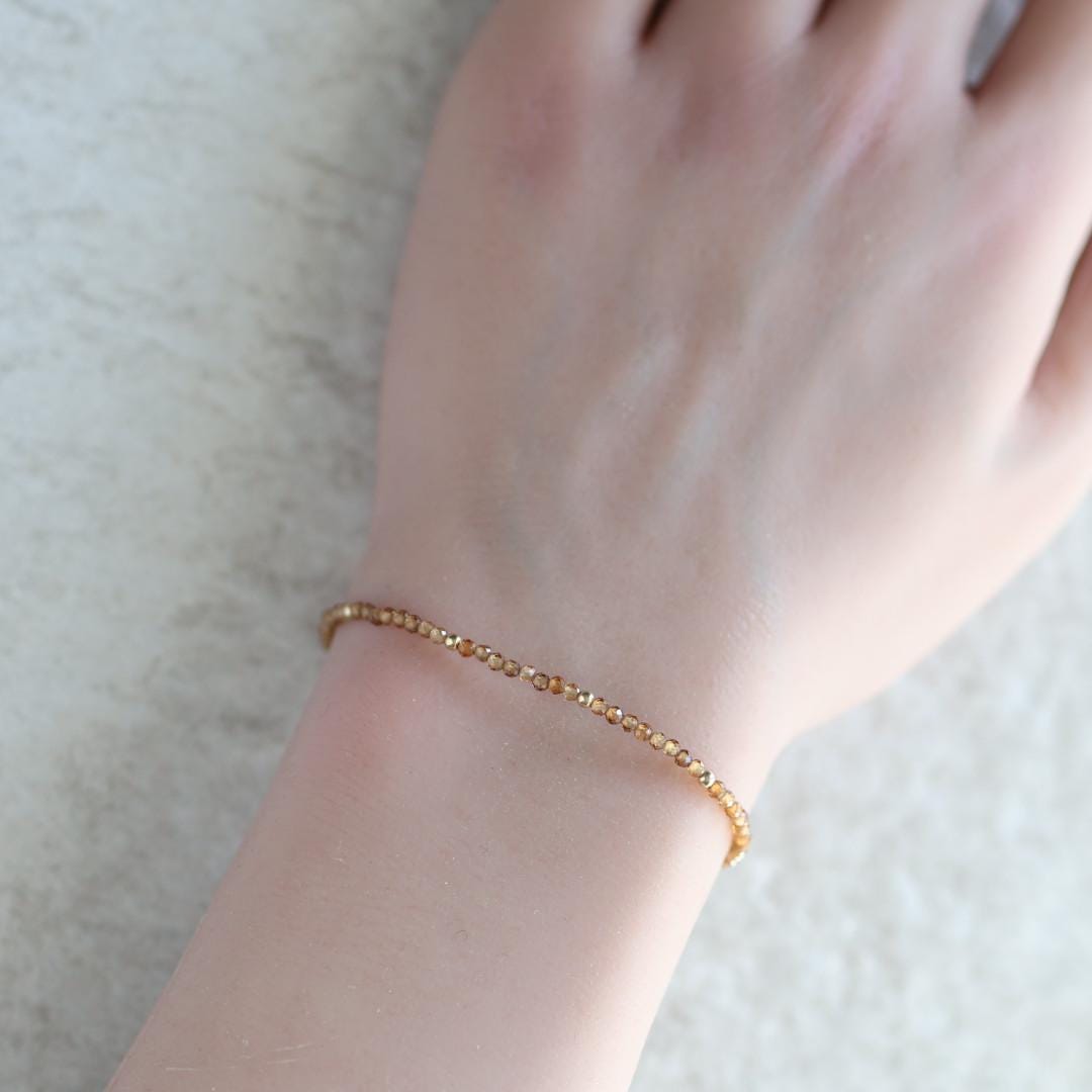 Tiny Topazolite Bracelet Dainty Yellow Garnet Beaded Bracelet Gold Filled Minimalist Jewelry Birthday Gift Christmas Mom Wife Daughter