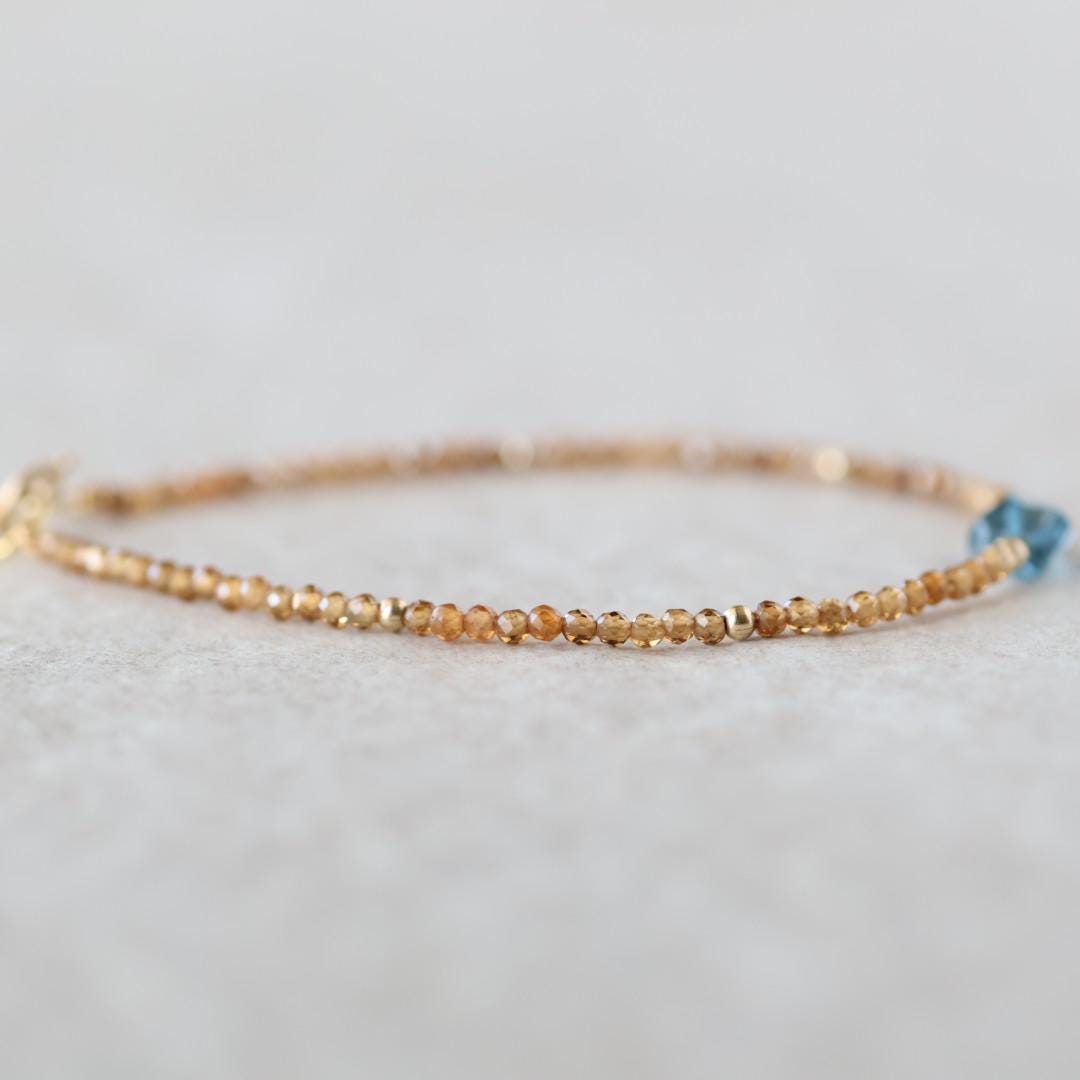 Tiny London Blue Topaz Bracelet Dainty Gemstone Beaded Jewelry Minimalist Crystal December Birthstone Birthday Gift Mom Wife Bridesmaid Gift