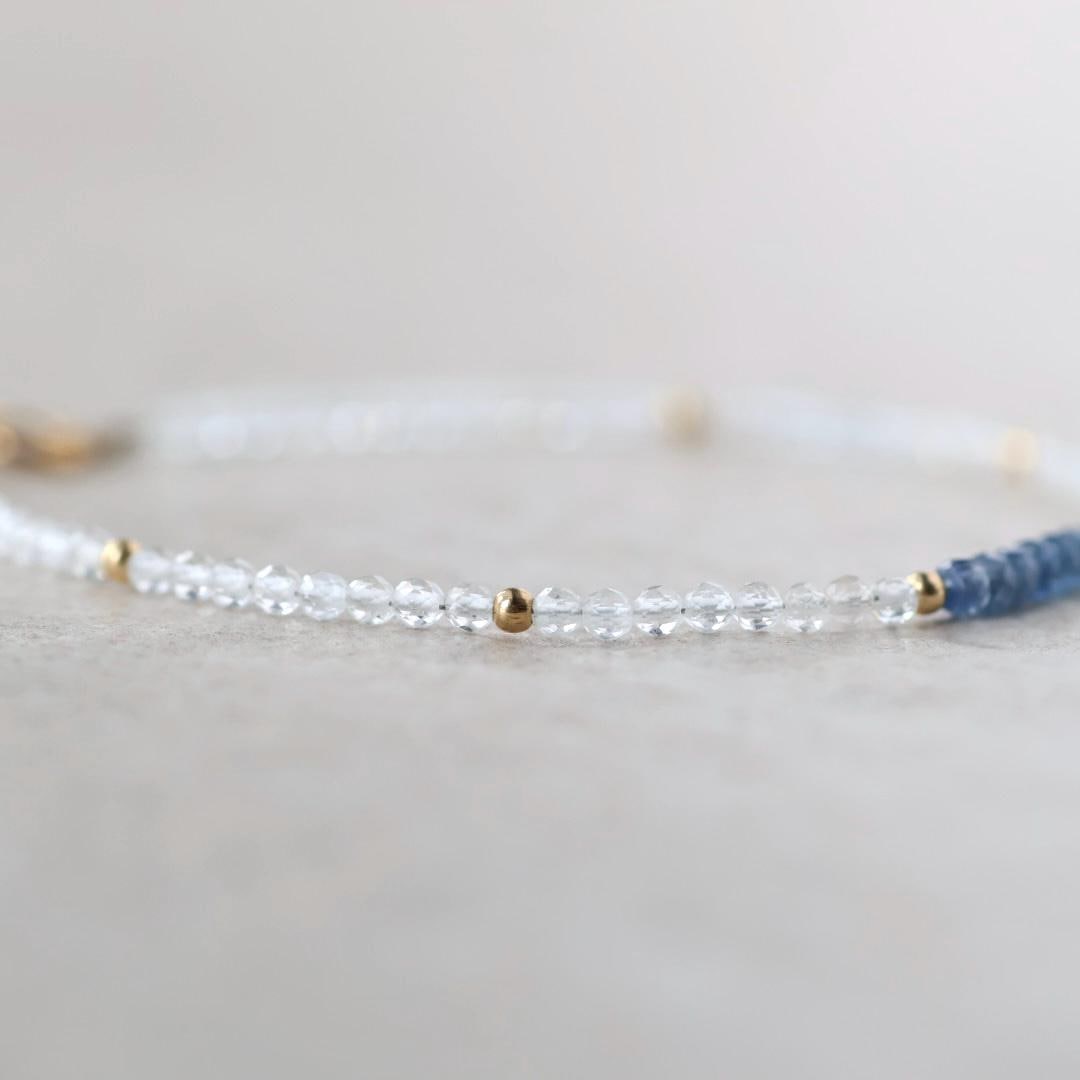 Tiny Blue Sapphire Bracelet Topaz Dainty Crystal Bracelet Sapphire Jewelry Minimalist September Birthstone Birthday Gift for Women Wife Mom
