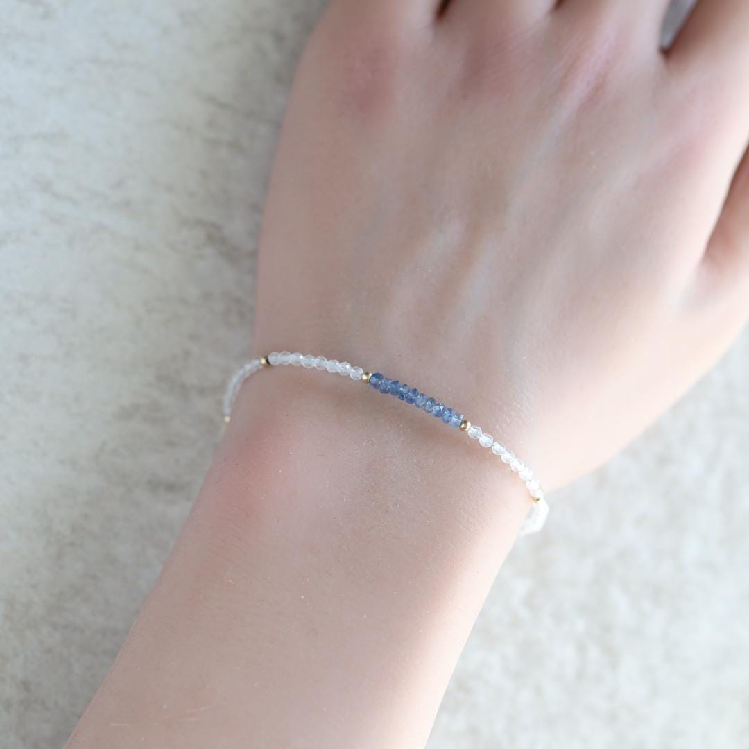 Tiny Blue Sapphire Bracelet Topaz Dainty Crystal Bracelet Sapphire Jewelry Minimalist September Birthstone Birthday Gift for Women Wife Mom