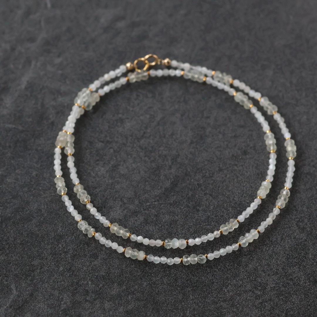 Tiny Moonstone Necklace Dainty Beaded White Choker Layering Gemstone Crystal Minimalist Jewelry Birthday Gift Women October Birthstone Wife