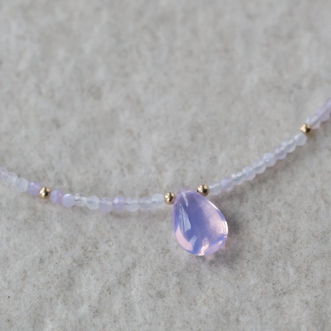 Lavender Quartz Necklace Dainty Opal Beaded Choker Layering Gemstone Crystal Minimalist Jewelry Birthday Gift Women October Birthstone Wife