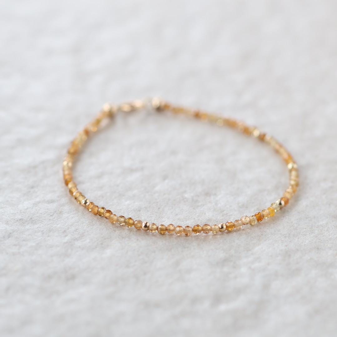 Tiny Yellow Tourmaline Bracelet Dainty Gemstone Beaded Bracelet October Birthstone Crystal Jewelry Minimalist Birthday Gift for Mom Wife