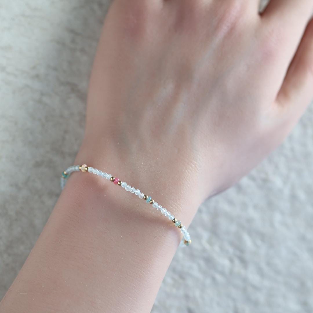 Tiny Pastel Opal and Aquamarine Bracelet