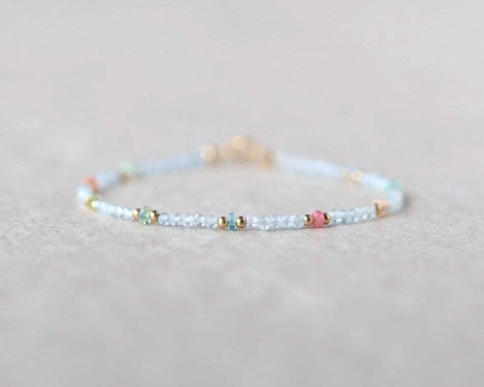 Tiny Pastel Opal and Aquamarine Bracelet