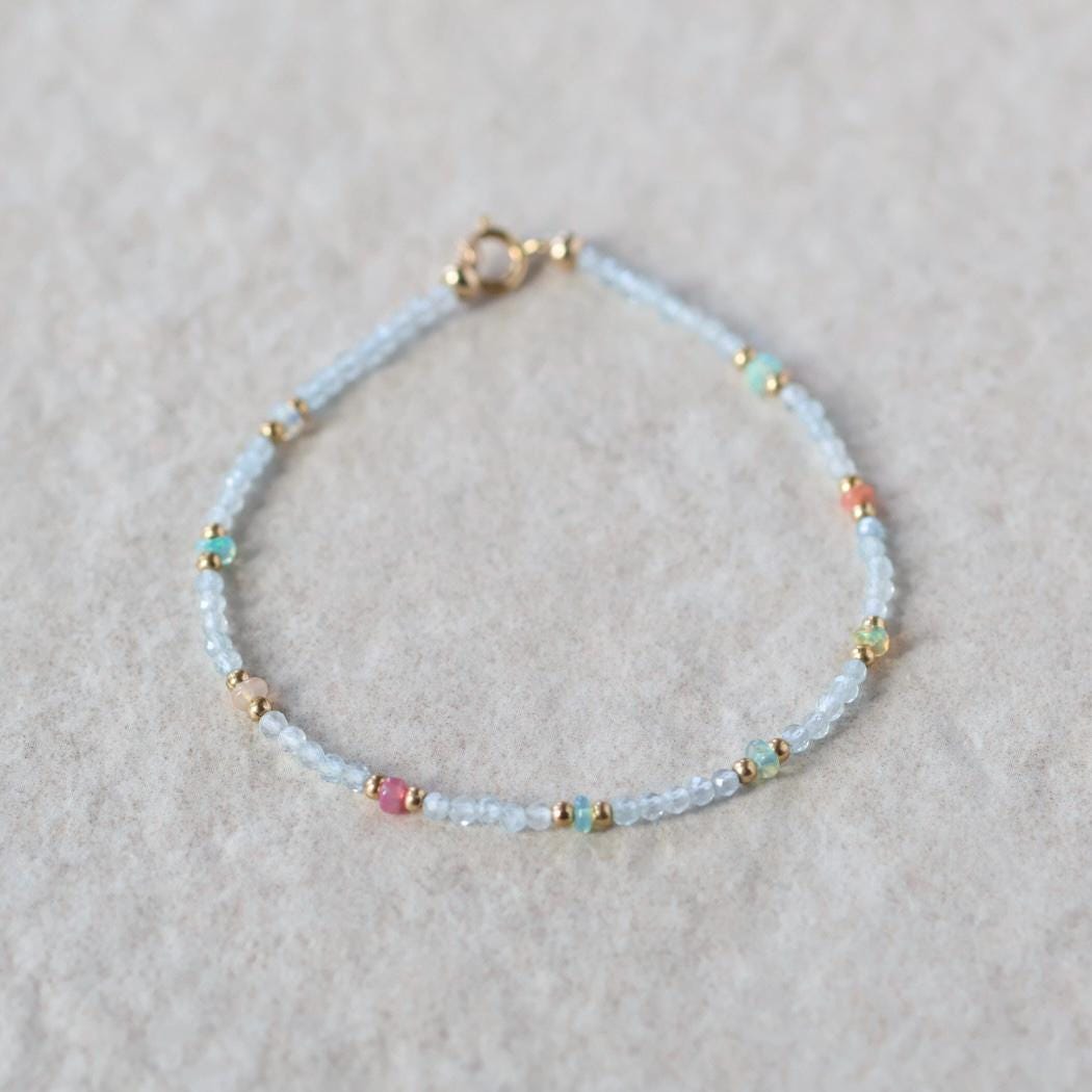 Tiny Pastel Opal and Aquamarine Bracelet