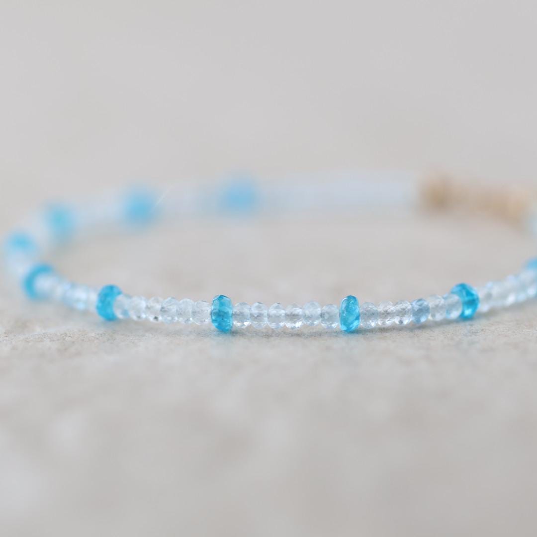 Tiny Aquamarine and Peacock Apatite Bracelet