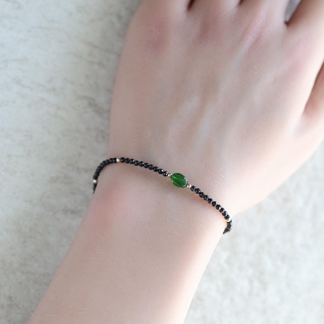 Tiny Black Spinel and Diopside Bracelet