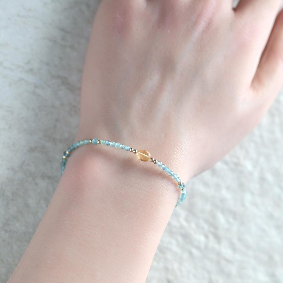 Tiny Blue and Yellow Tourmaline Bracelet