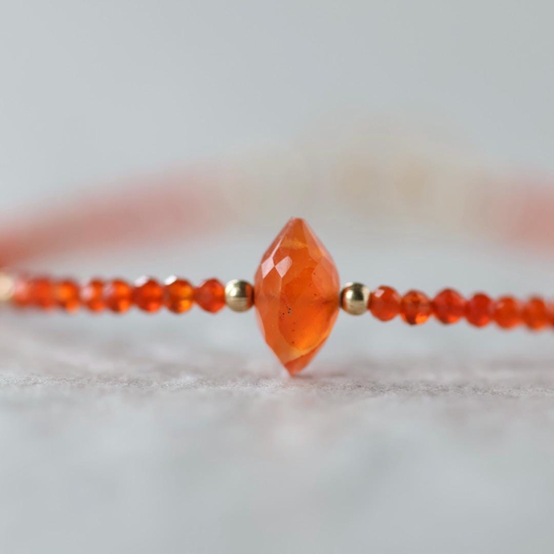Tiny Carnelian, Rose Quartz, and Pearl Bracelet