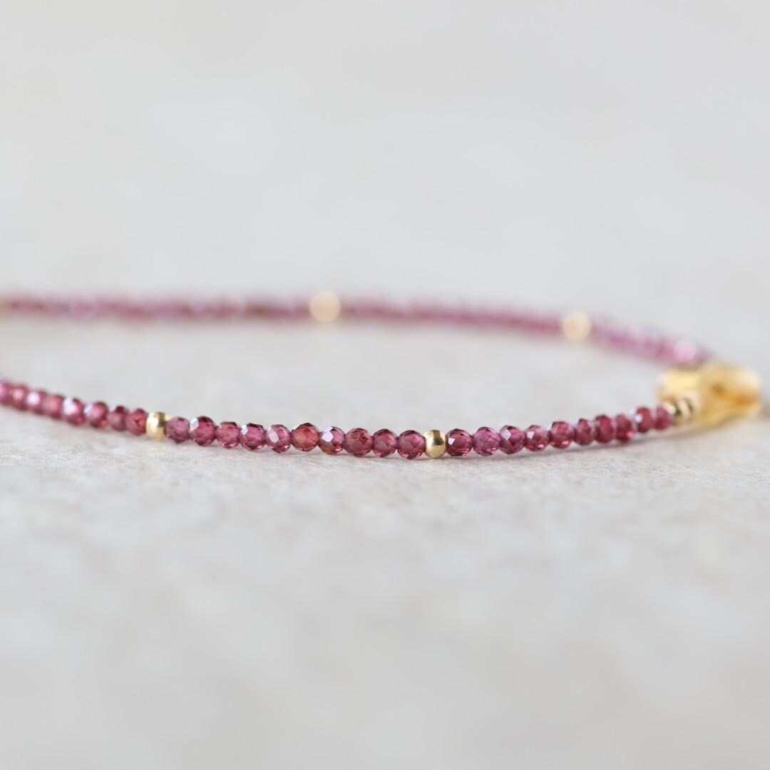 Tiny Citrine and Rhodolite Garnet Bracelet