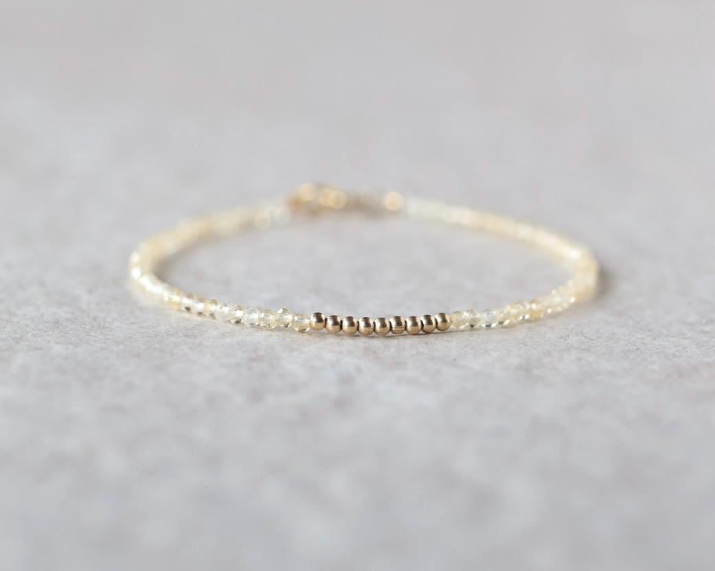 Tiny Citrine Gold Filled Bracelet