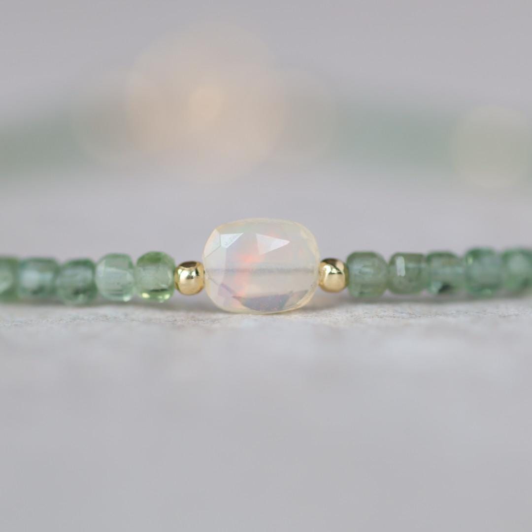 Tiny Green Apatite Bracelet Dainty Opal Gemstone Beaded Bracelet Crystal Jewelry Minimalist Stacking Birthday Gift Mom Wife Daughter Niece