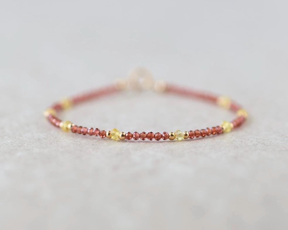 Tiny Garnet and Yellow Sapphire Bracelet