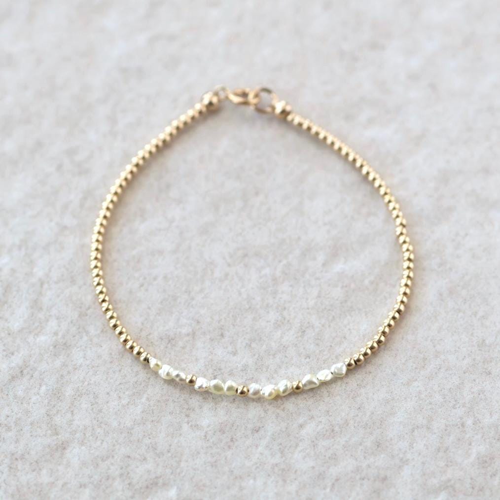 Tiny Japanese Akoya Keshi Pearl Bracelet