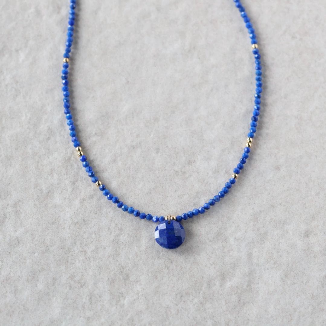 Tiny Lapis Beaded Necklace