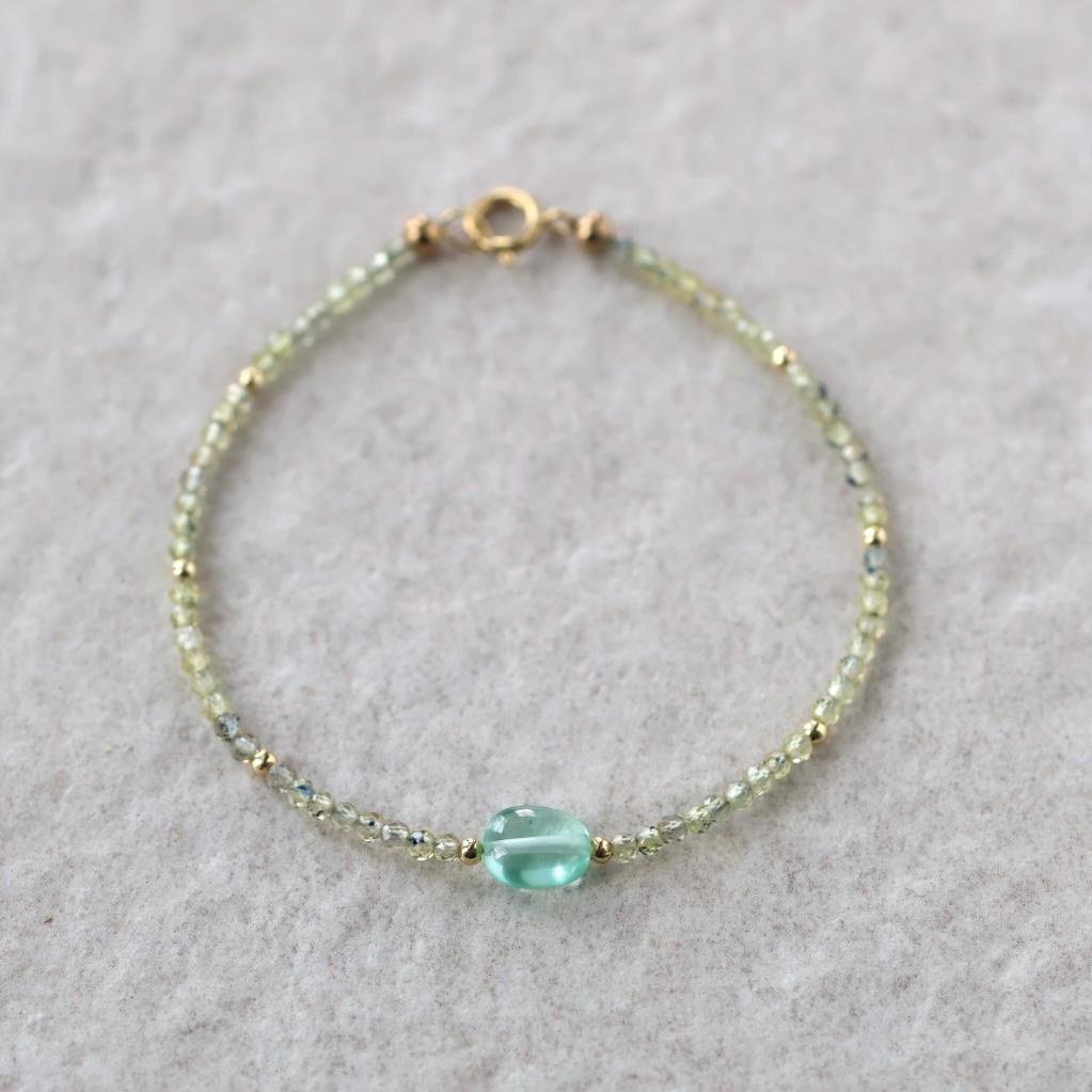 Tiny Sapphire Bracelet Dainty Yellow Green Sapphire Gemstone Beaded Jewelry Minimalist September Birthstone Birthday Gift Wife Daughter
