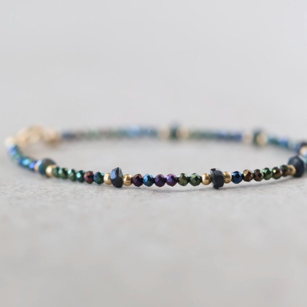 Tiny Mystic Spinel and Black Opal Bracelet