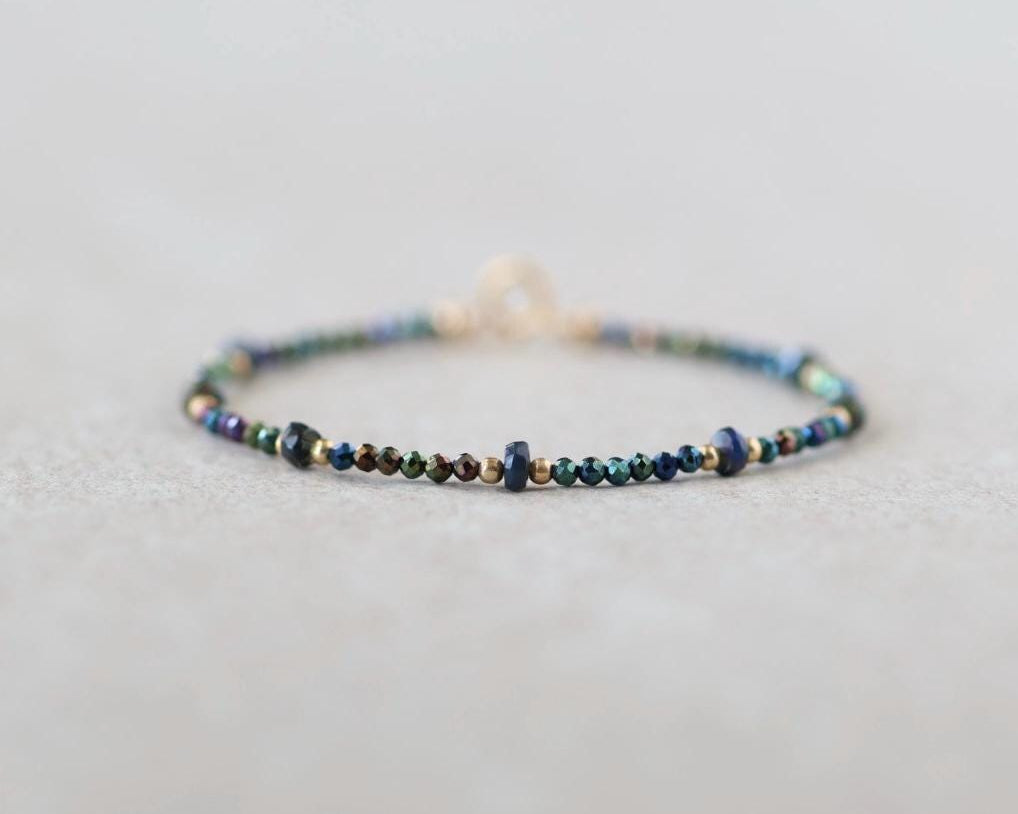 Tiny Mystic Spinel and Black Opal Bracelet