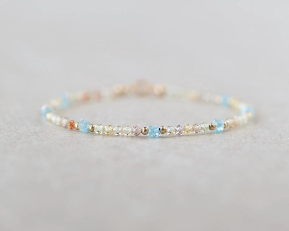 Tiny Blue and Yellow Zircon Bracelet