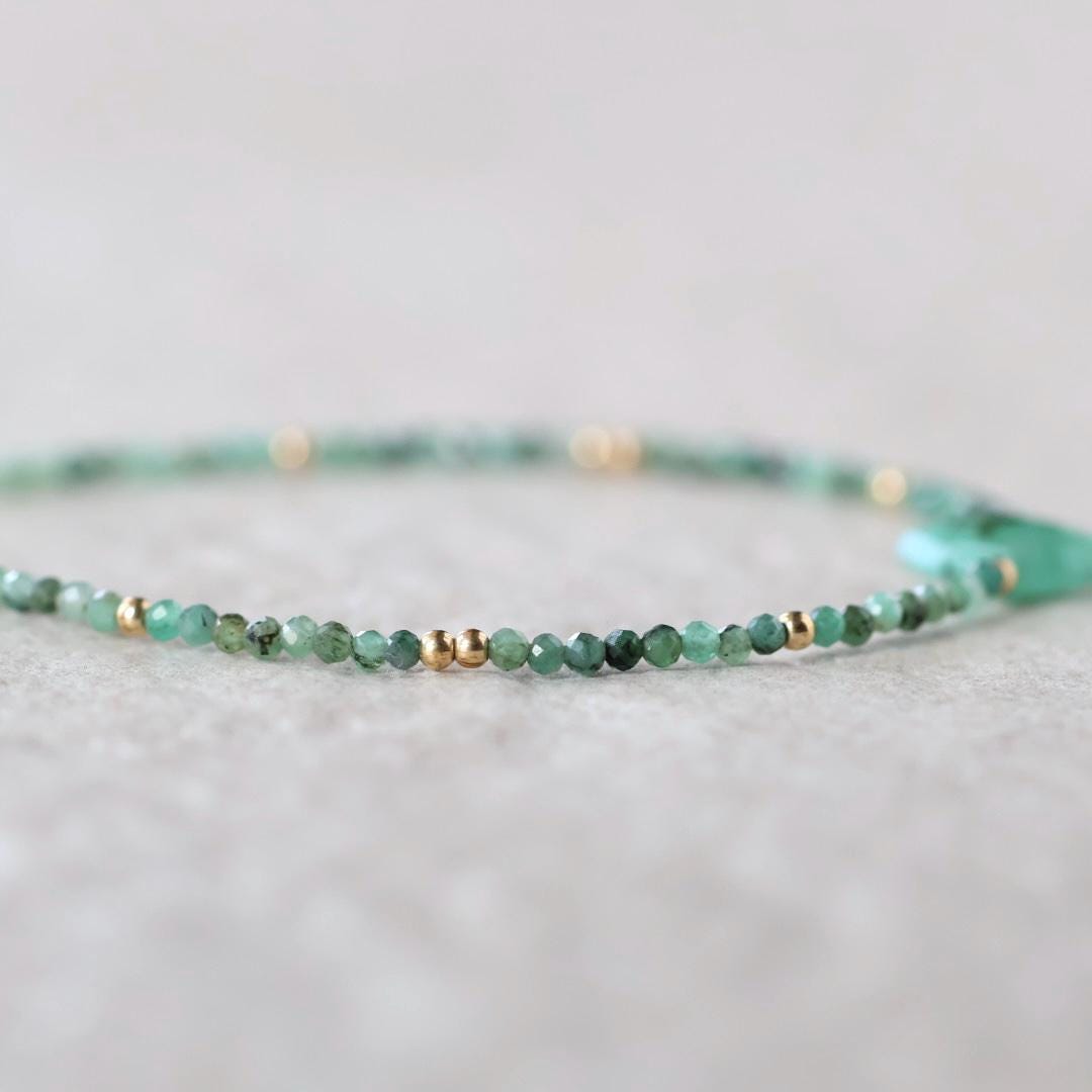 Tiny Natural Emerald Bracelet