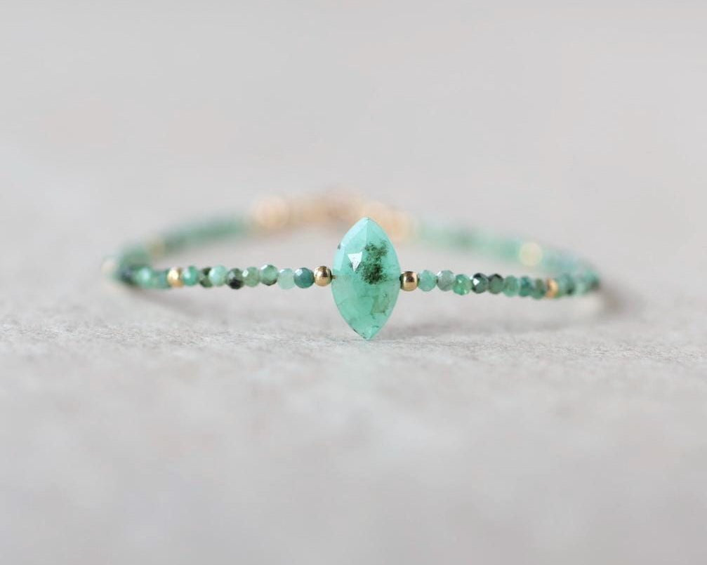 Tiny Natural Emerald Bracelet