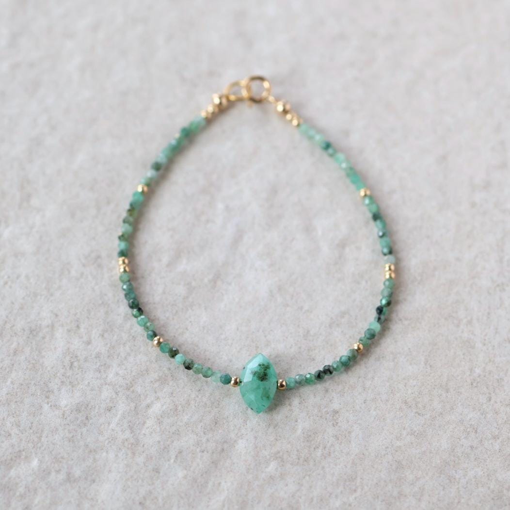 Tiny Natural Emerald Bracelet