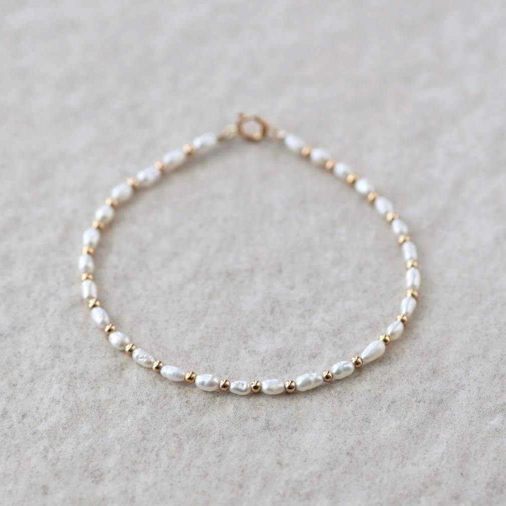 Tiny Natural Rice Pearl Bracelet