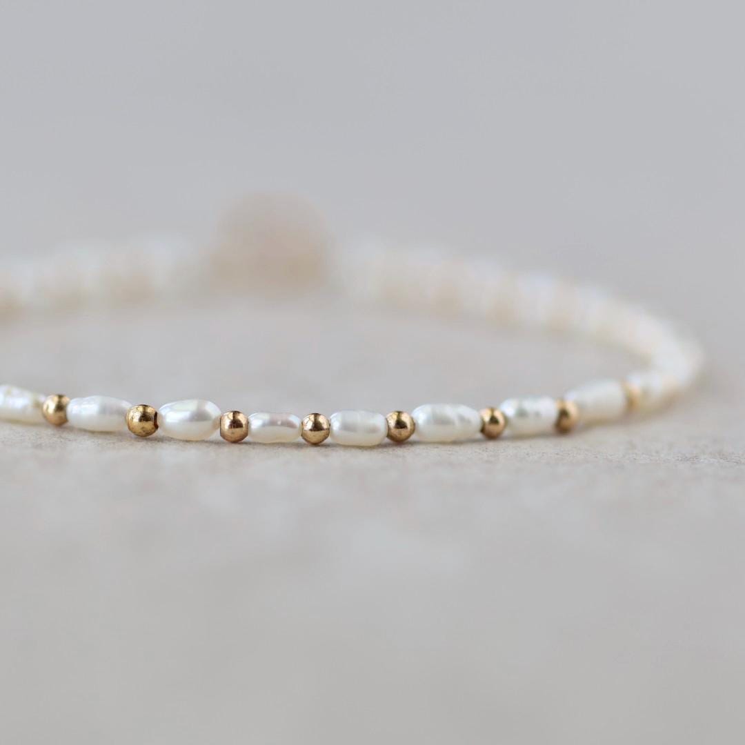 Tiny Natural Rice Pearl Bracelet