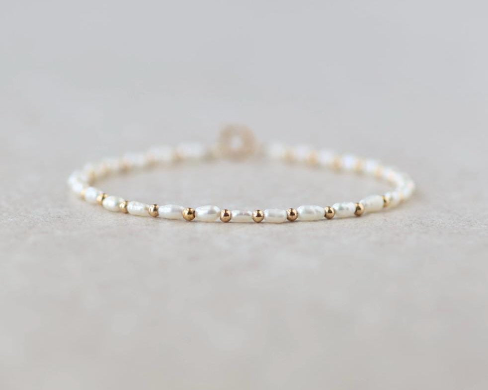 Tiny Natural Rice Pearl Bracelet