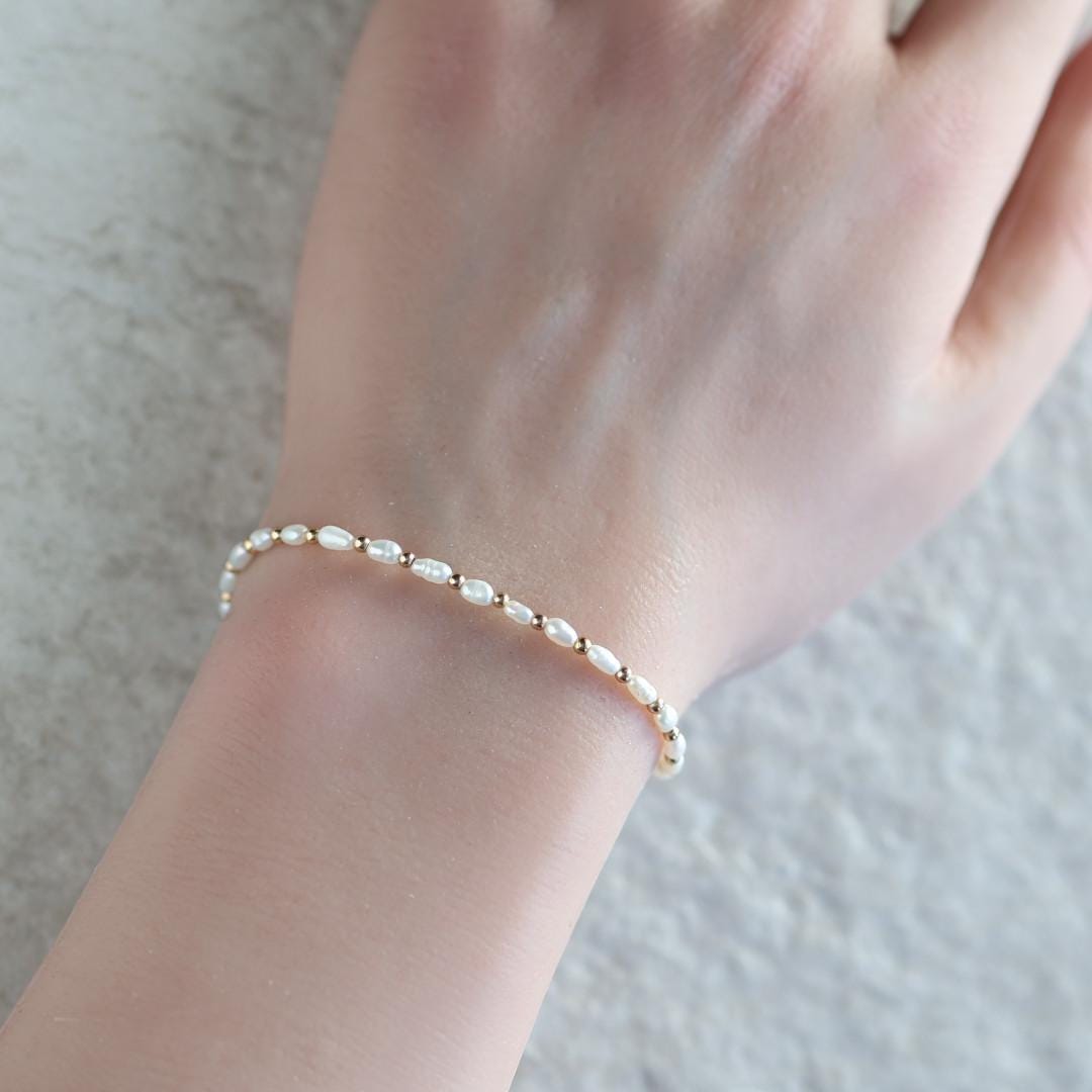 Tiny Natural Rice Pearl Bracelet