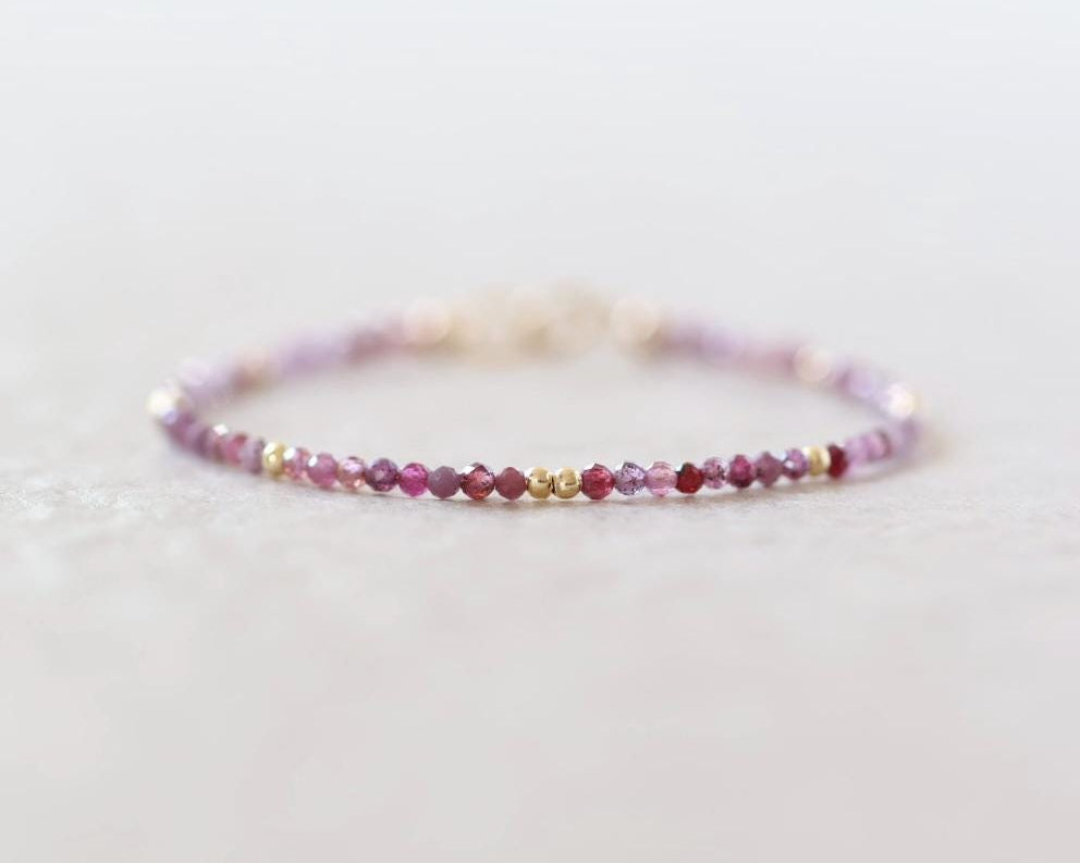 Tiny Natural Ruby Beaded Bracelet