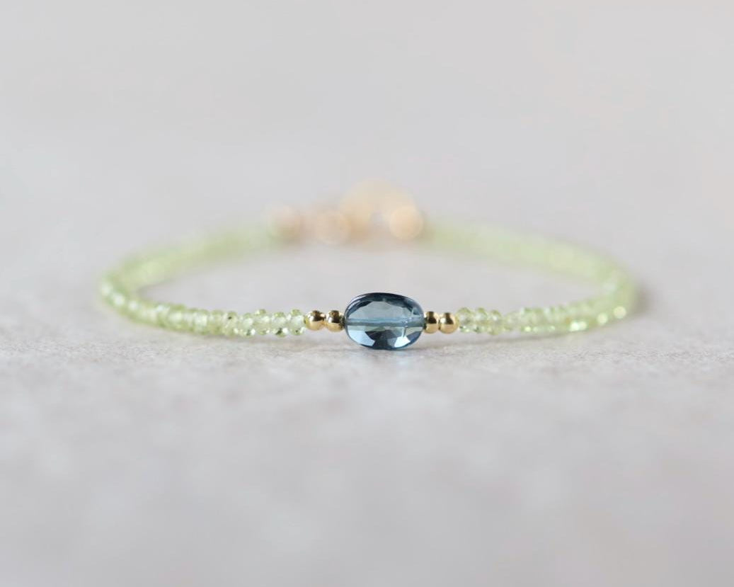 Tiny Peridot and London Blue Topaz Bracelet
