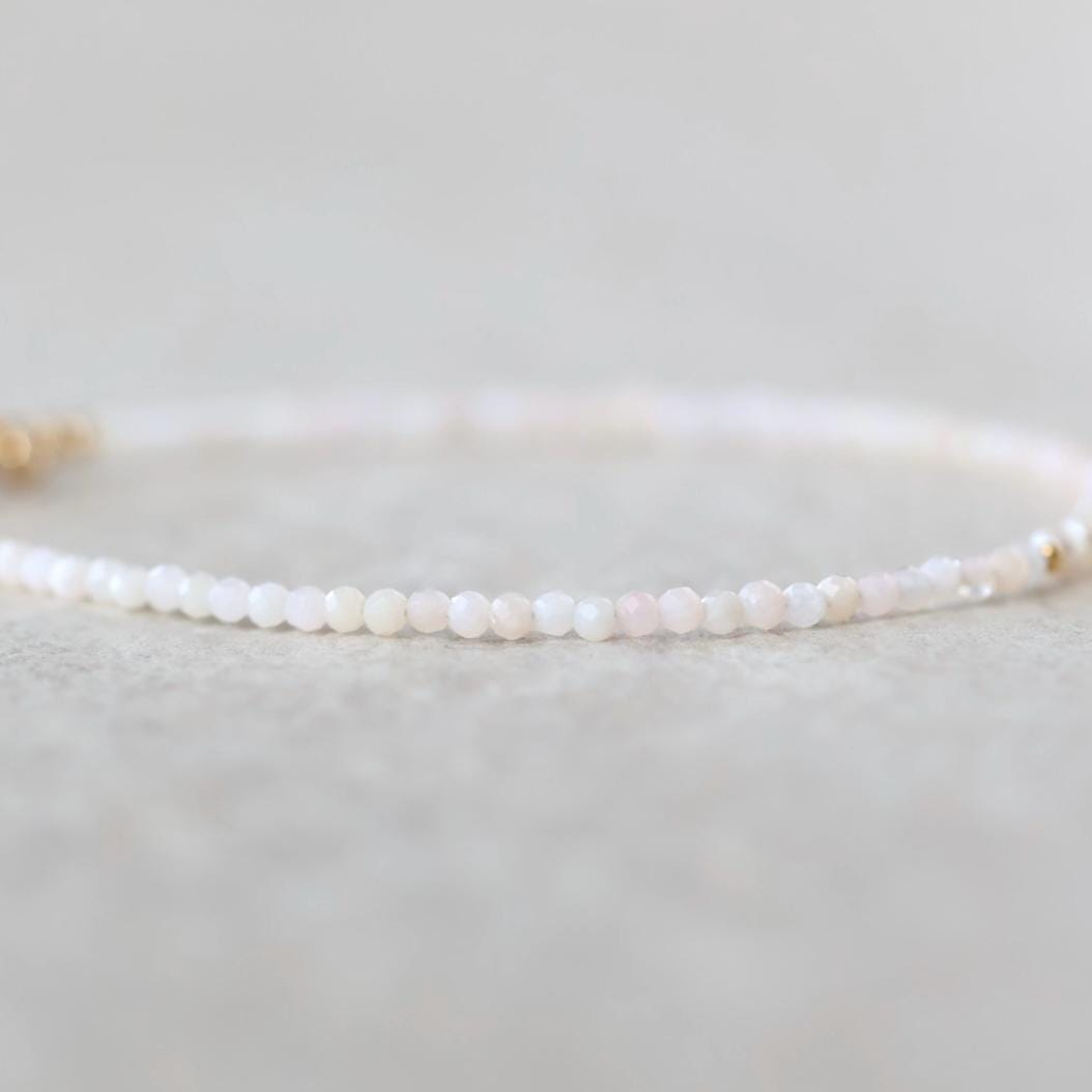 Tiny Pink Opal and Pearl Bracelet