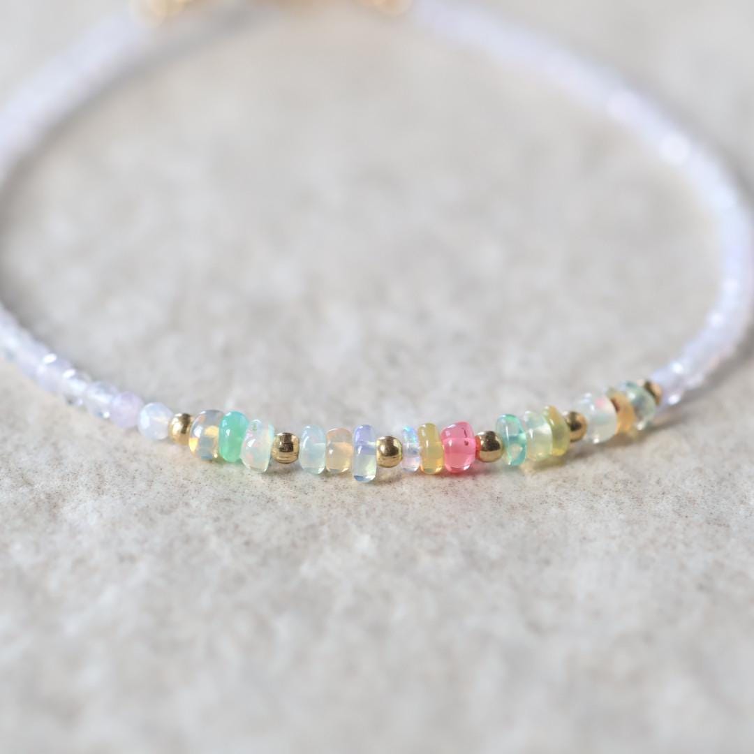 Tiny Purple an Pastel Opal Bracelet