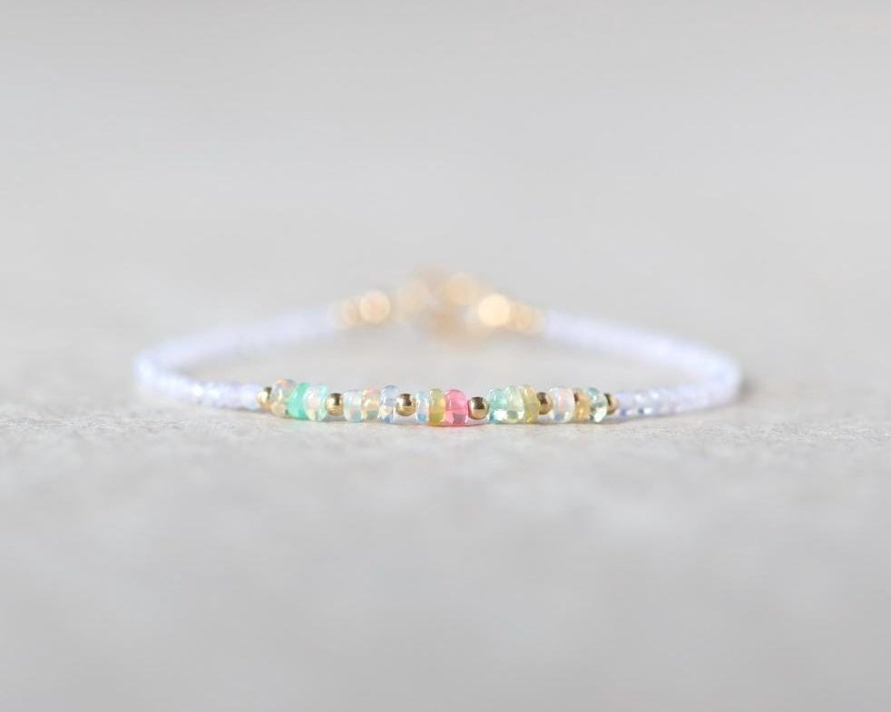 Tiny Purple an Pastel Opal Bracelet
