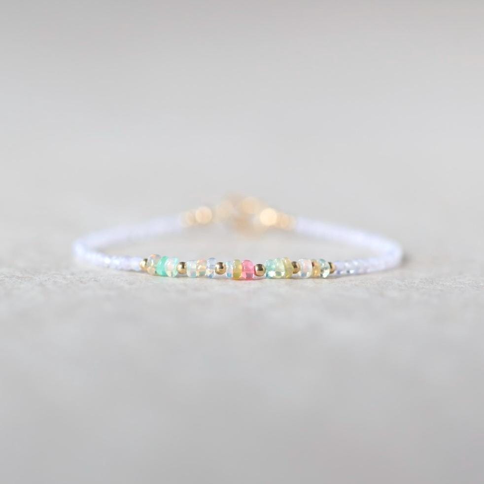 Tiny Purple an Pastel Opal Bracelet