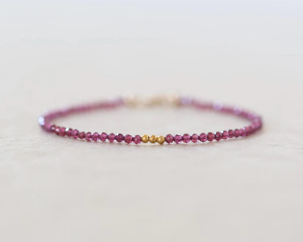 Tiny Rhodolite Garnet Bracelet