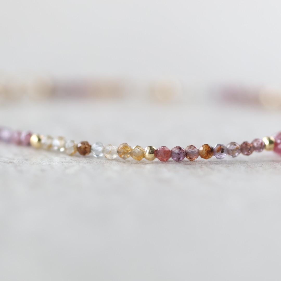 Tiny Pink Sapphire Bracelet Ruby Dainty Gemstone Beaded Bracelet Pink Jewelry Minimalist September Birthstone Birthday Gift Wife Daughter