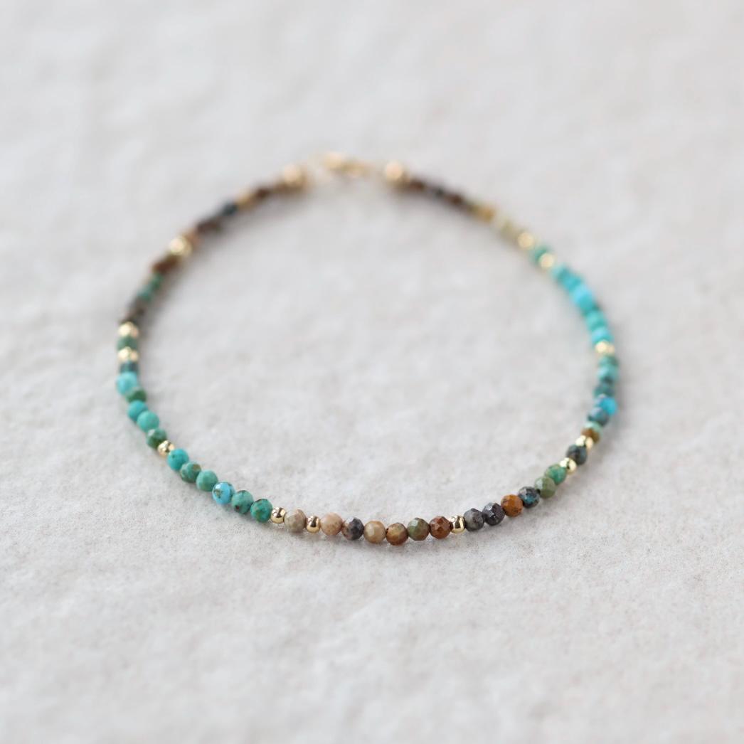 Tiny Arizona Turquoise Bracelet Dainty December Birthstone Bracelet Delicate Minimalist Jewelry Birthday Gift for Women Christmas Mom Wife