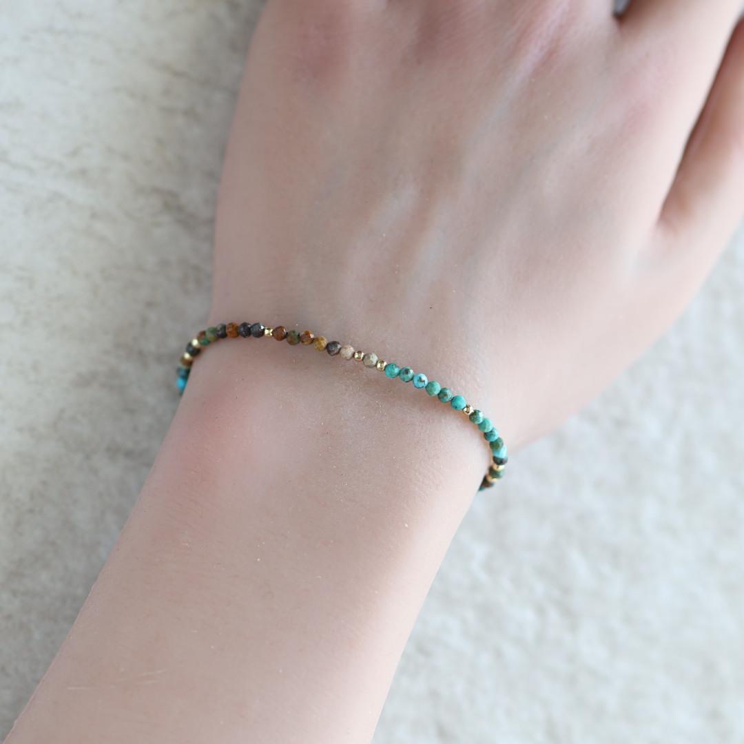 Tiny Arizona Turquoise Bracelet Dainty December Birthstone Bracelet Delicate Minimalist Jewelry Birthday Gift for Women Christmas Mom Wife
