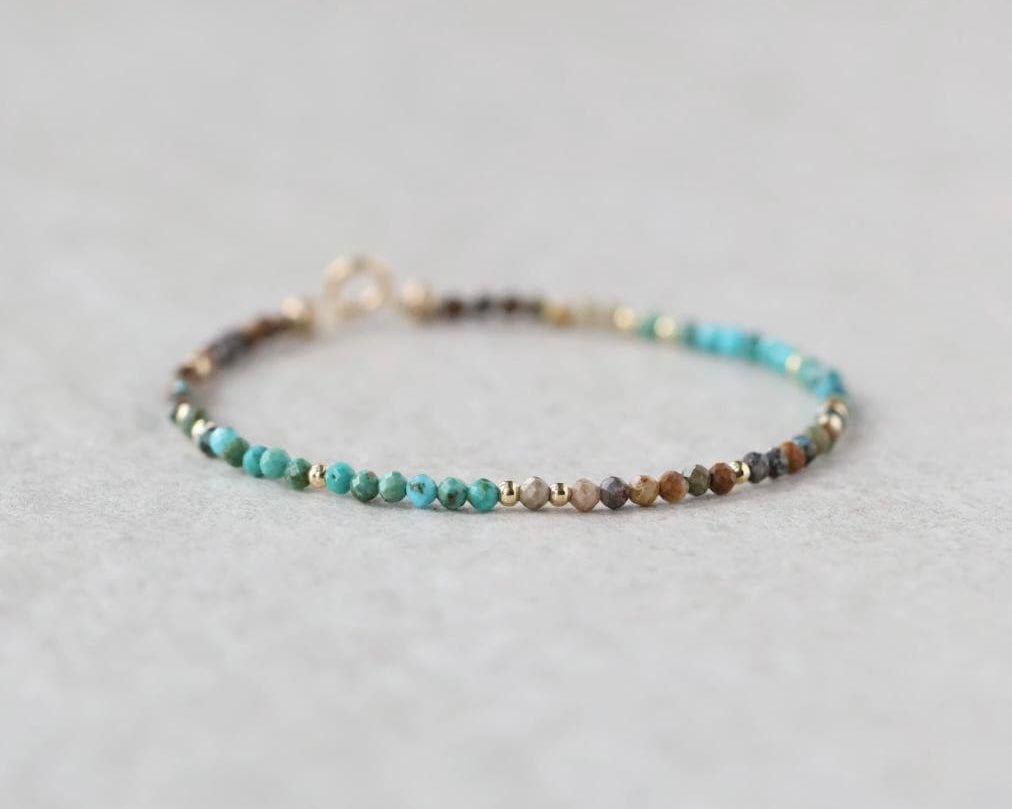 Tiny Arizona Turquoise Bracelet Dainty December Birthstone Bracelet Delicate Minimalist Jewelry Birthday Gift for Women Christmas Mom Wife