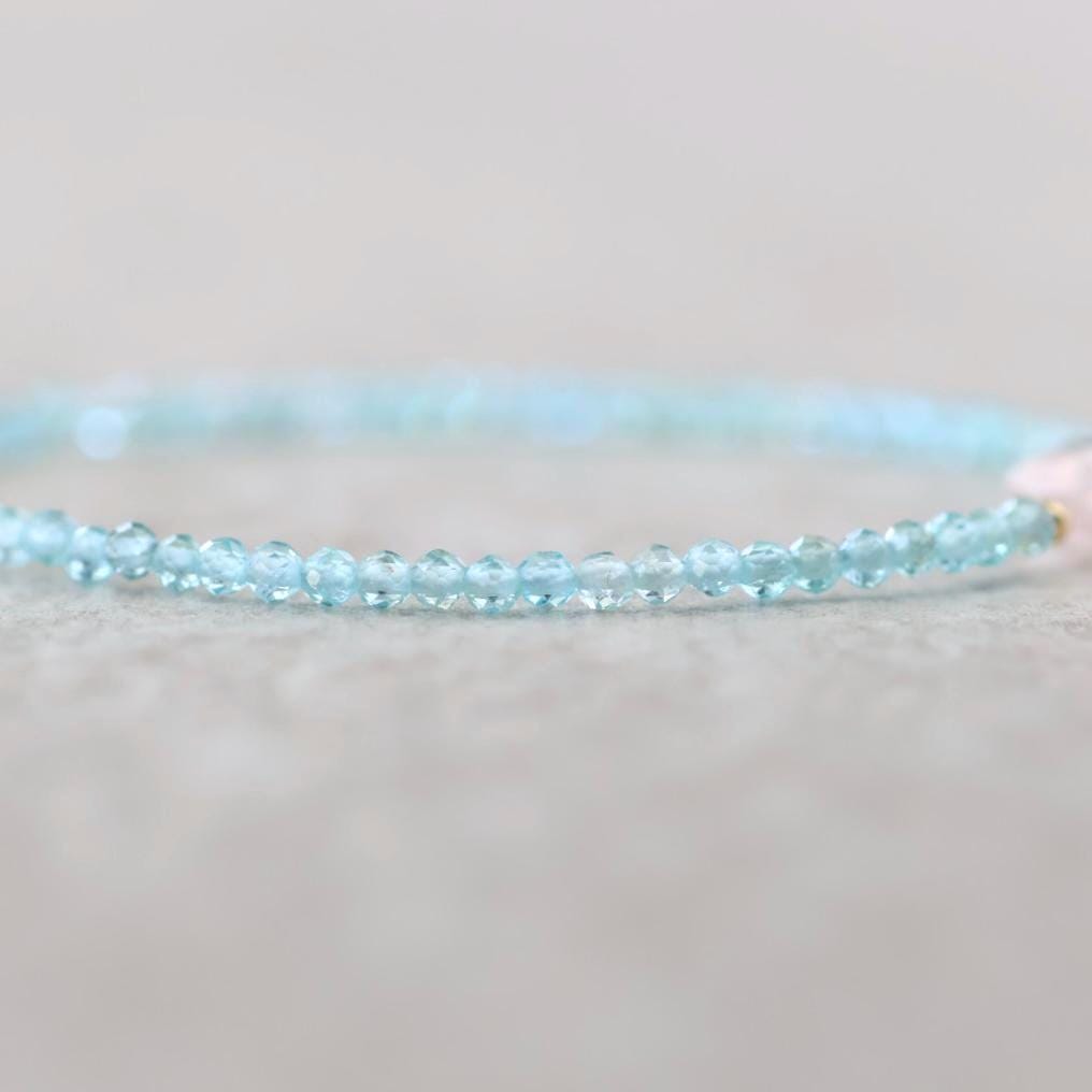 Tiny Sky Apatite and Rose Quartz Bracelet