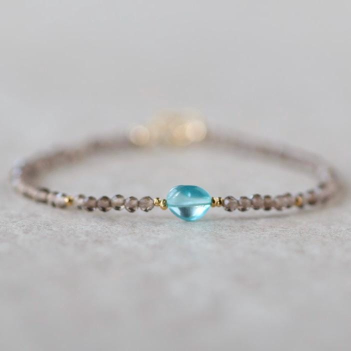 Tiny Smoky Quartz and Neon Apatite Bracelet