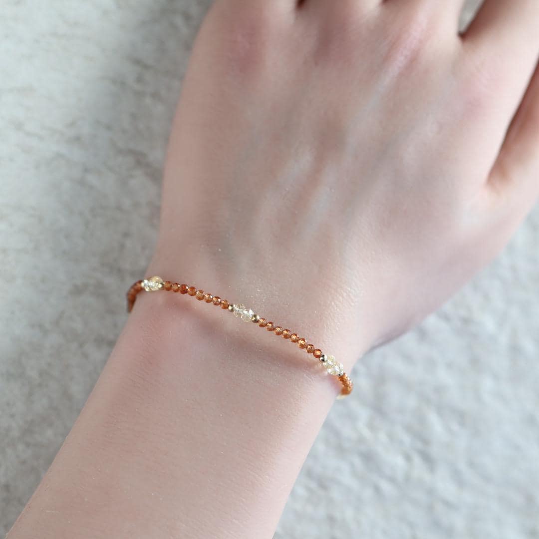 Tiny Citrine and Spessartine Bracelet