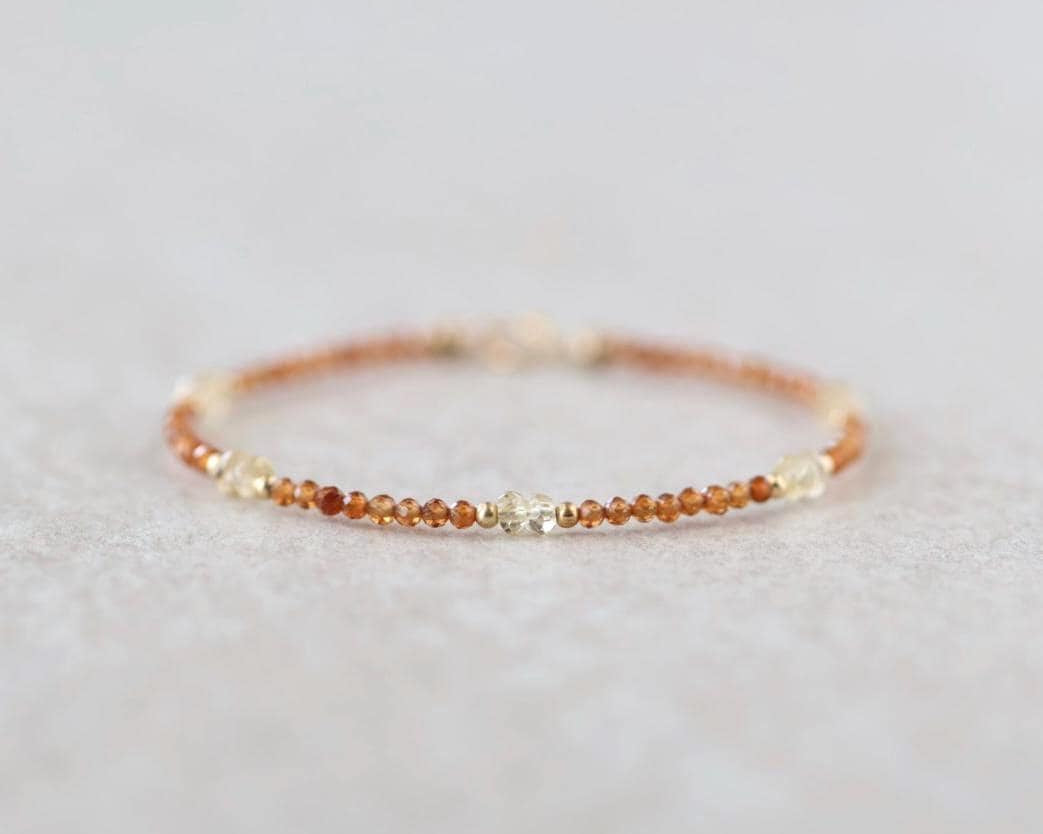 Tiny Citrine and Spessartine Bracelet