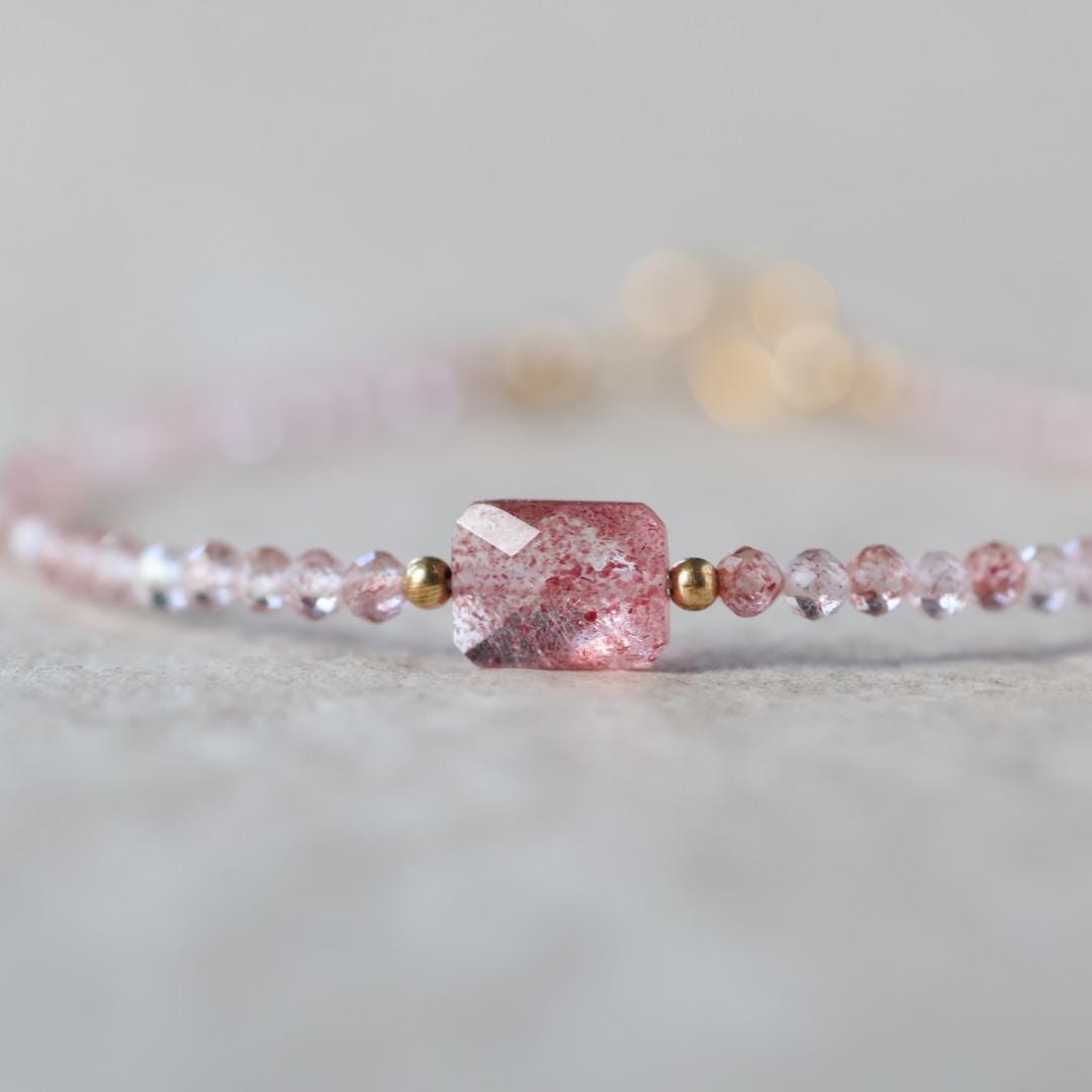 Tiny Strawberry Quartz Bracelet
