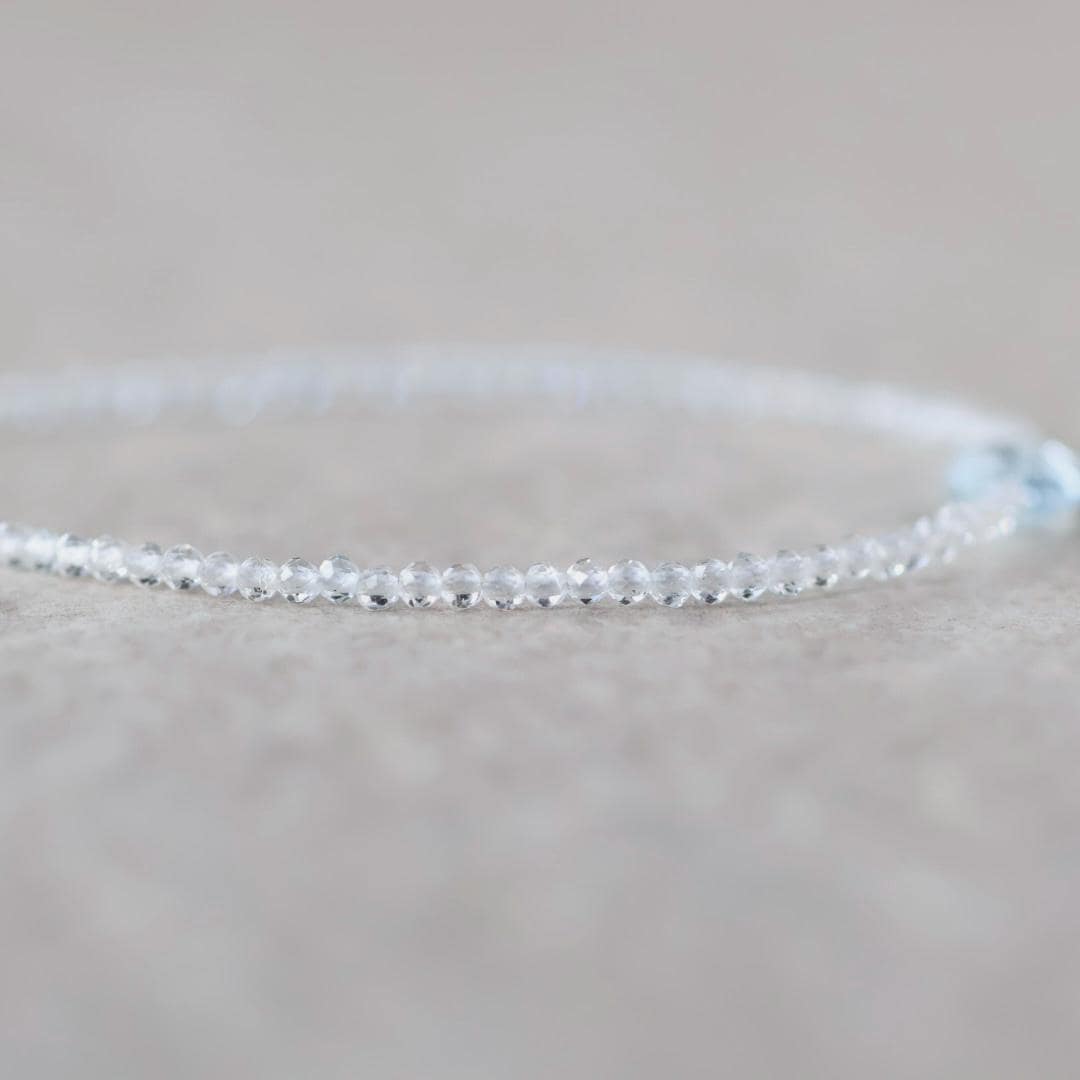 Tiny Topaz Bracelet Dainty Beaded Gemstone Bracelet Minimalist Jewelry Crystal April Birthstone Birthday Gift Mom Wife Bridesmaid