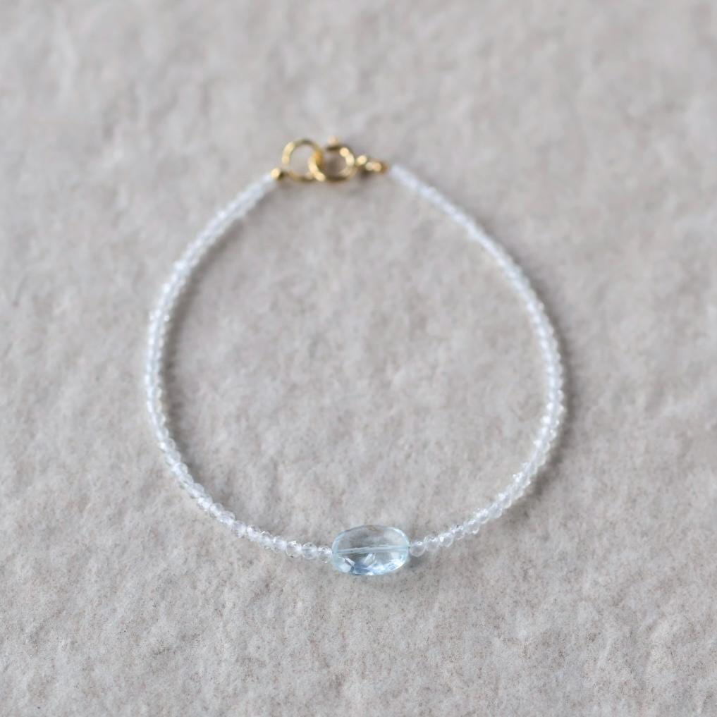 Tiny Topaz Bracelet Dainty Beaded Gemstone Bracelet Minimalist Jewelry Crystal April Birthstone Birthday Gift Mom Wife Bridesmaid